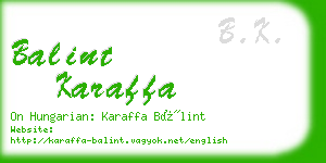 balint karaffa business card